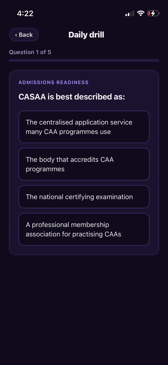 Boost CAA daily drill question on iPhone